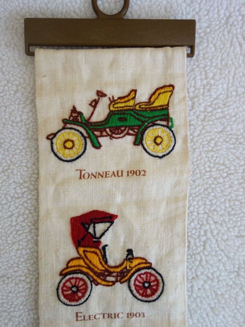 Vntg Completed AVON Kit Hand Embroidered Wall Hanging – Antique Cars
